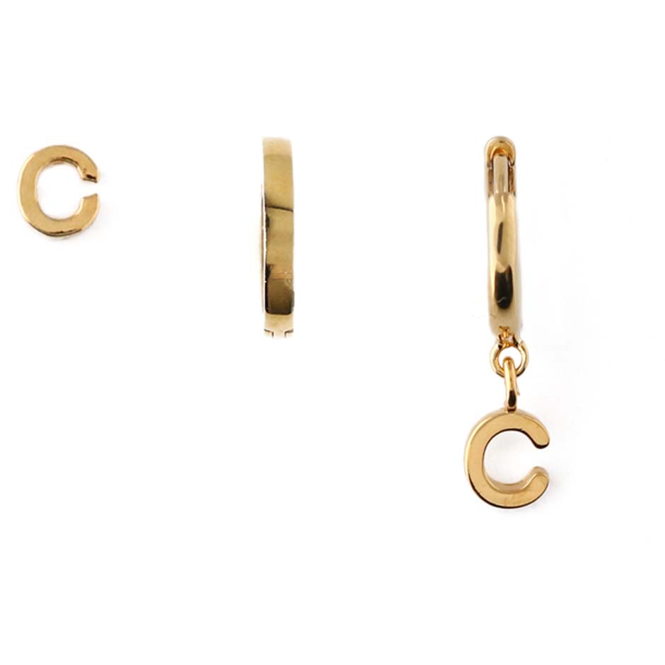 Orelia Stud Hoop Ear Party Initial C - Pale Gold Accessories - Smykker - Øredobber