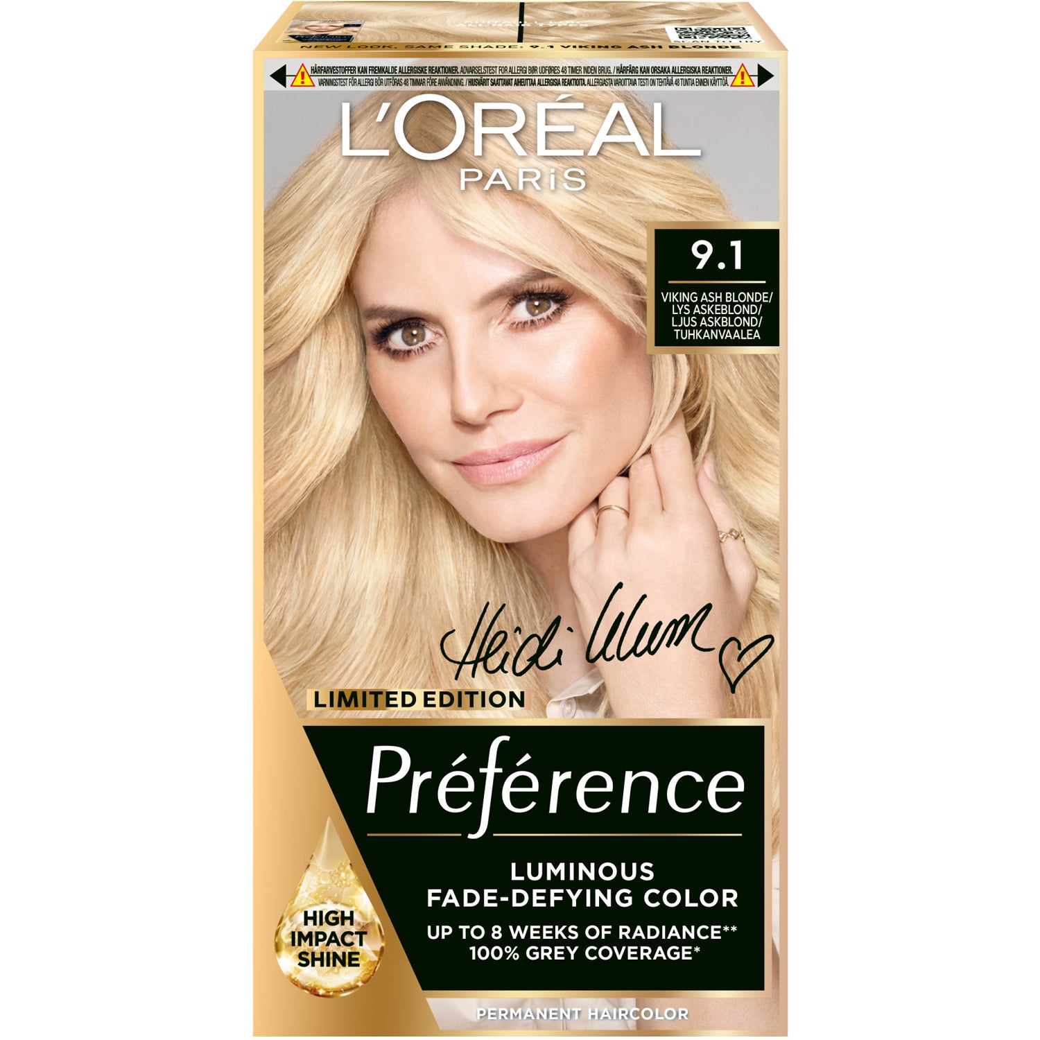 L'Oréal Paris Préférence Permanent Color For Normal Hair 9.1 Viking Ash Blonde - 1 pcs