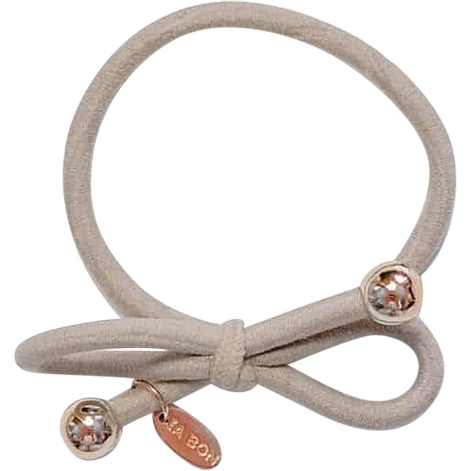 Ia Bon Hair Tie With Gold Bead Taupe