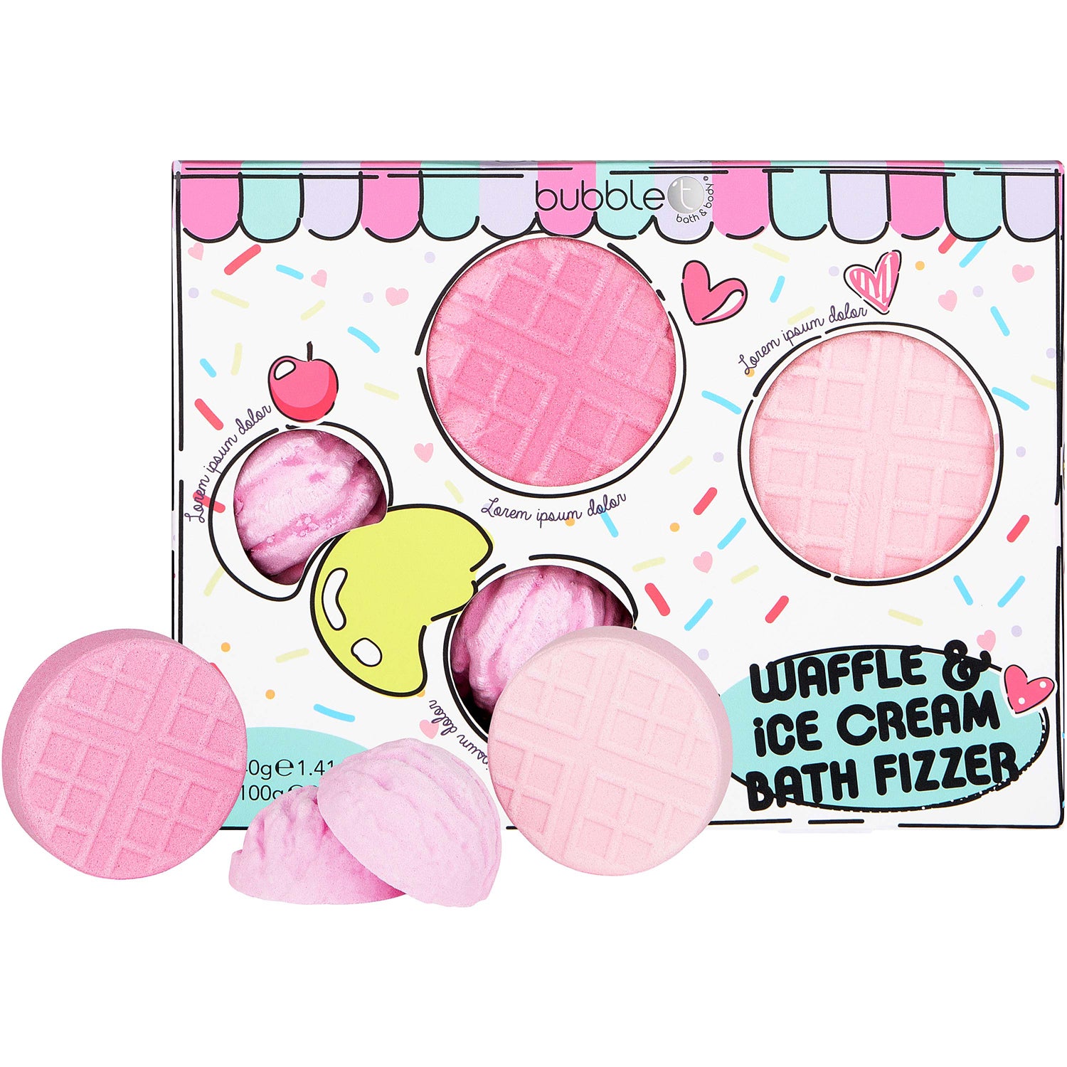 BubbleT Cartoon Waffle Bath Fizzer Set, 1 sett
