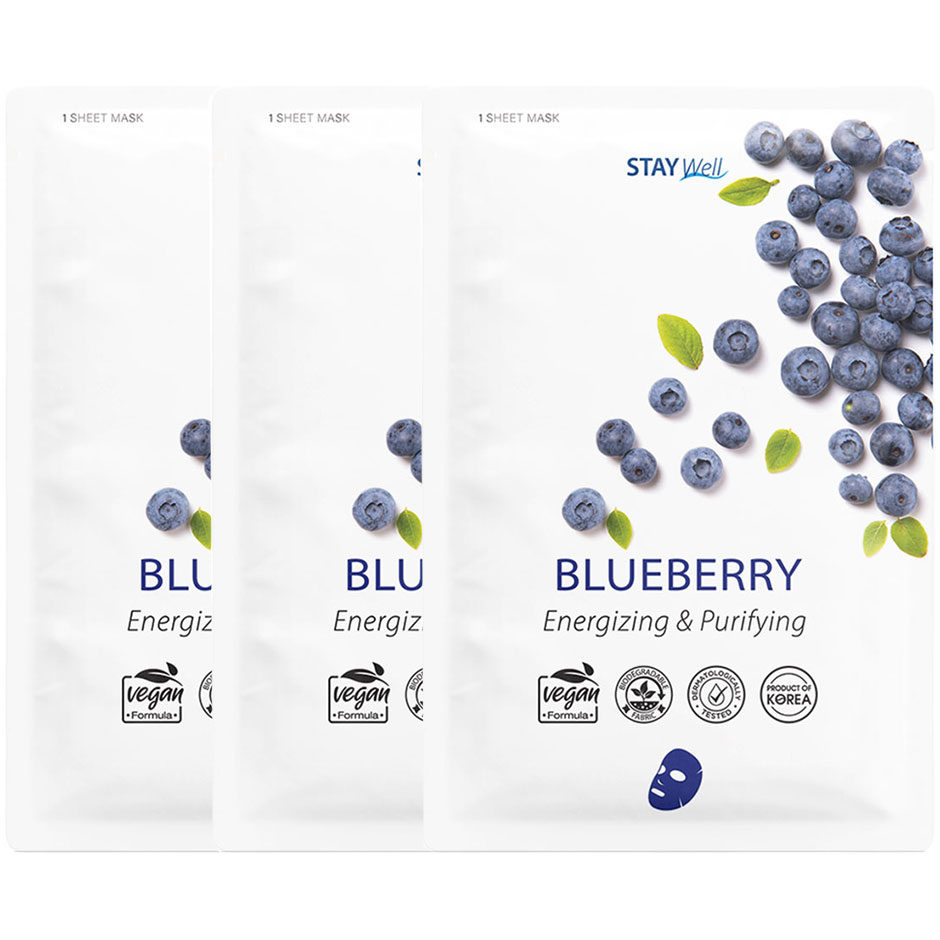 Bilde av Stay Well Vegan Sheet Mask Blueberry 3pcs