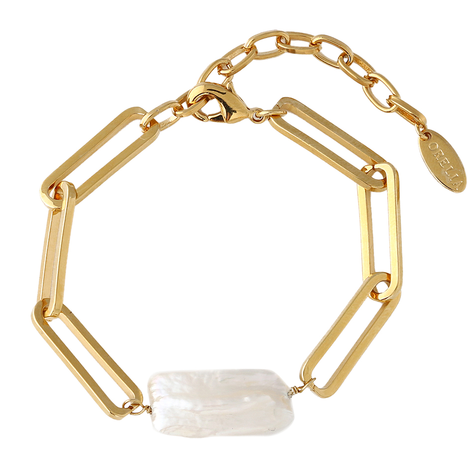 Elongated Pearl Chain Bracelet