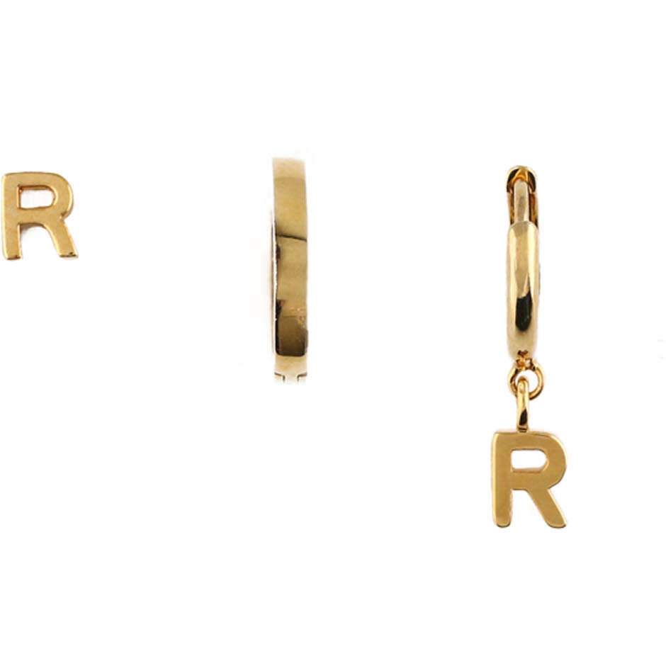 Orelia Stud Hoop Ear Party Initial R - Pale Gold Accessories - Smykker - Øredobber