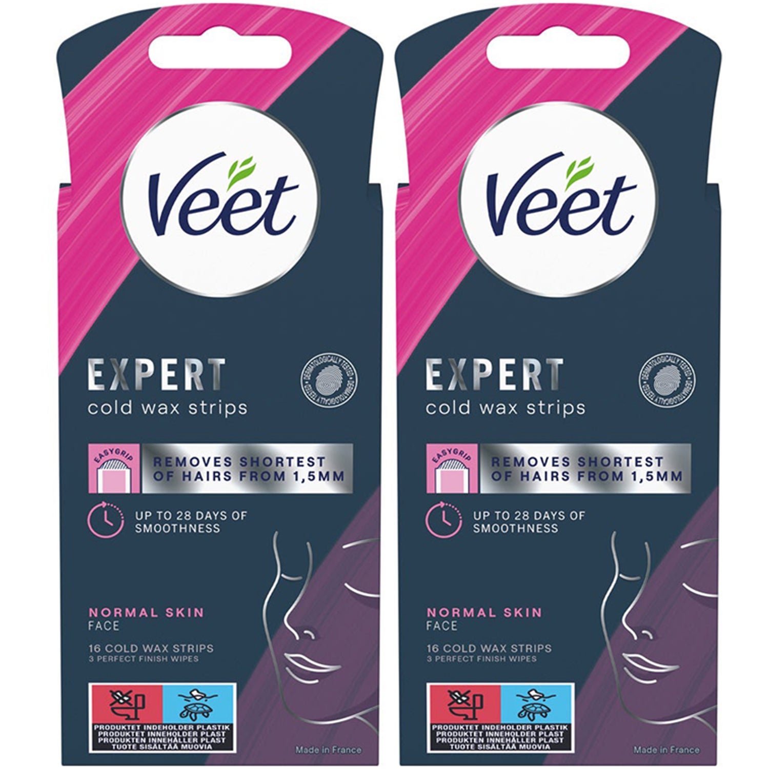 Veet Hårfjerning Strips Ansikt Normal Hud 12stk