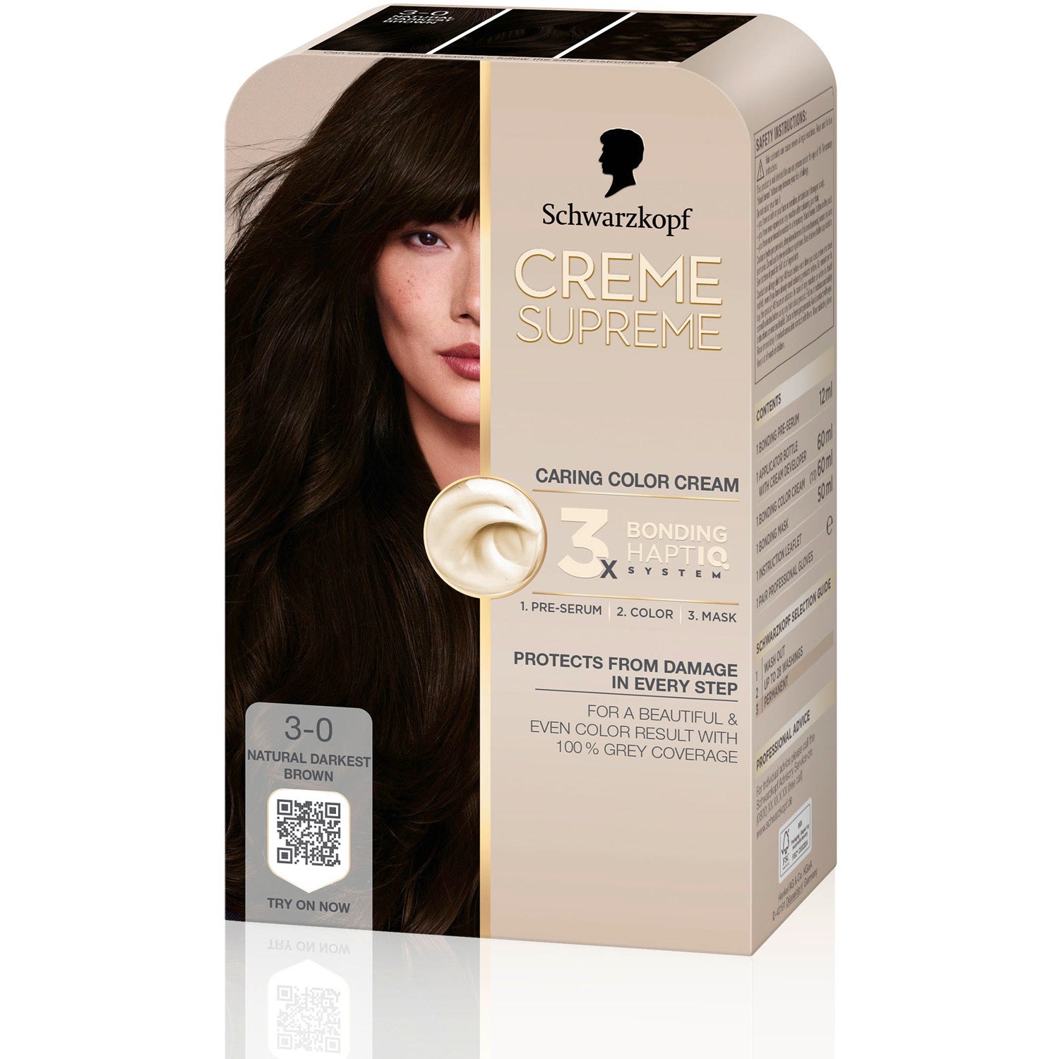 Schwarzkopf Creme Supreme 3-0 Natural Darkest Brown - 1 pcs