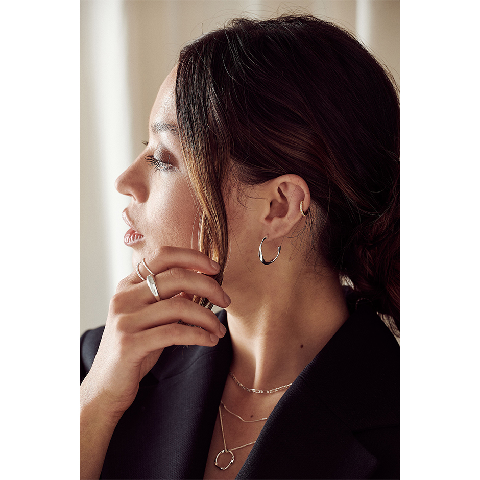 Organic Open Circle Hoops Silver