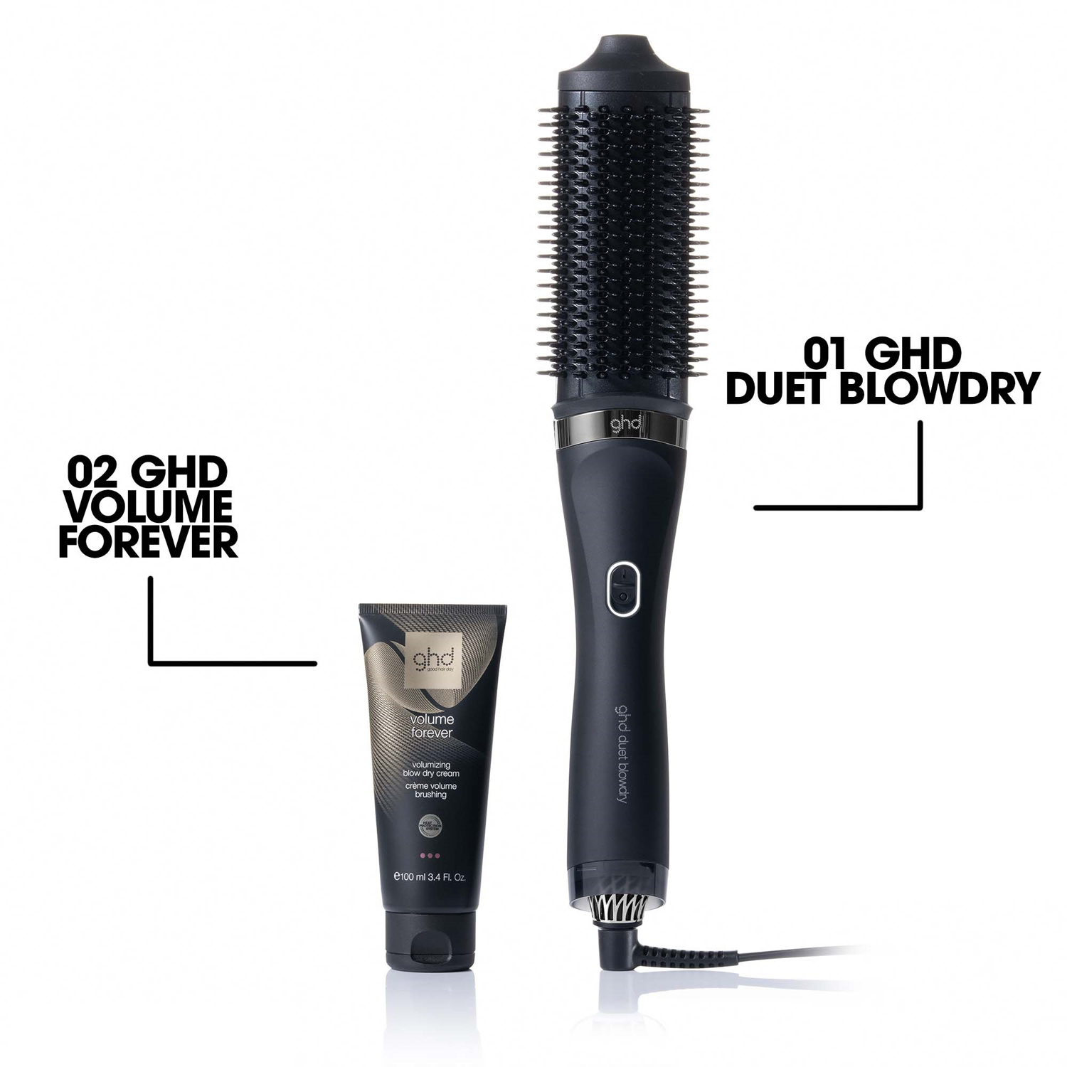 Duet Blow Dry - 2-in-1 Hair Dryer Brush Black