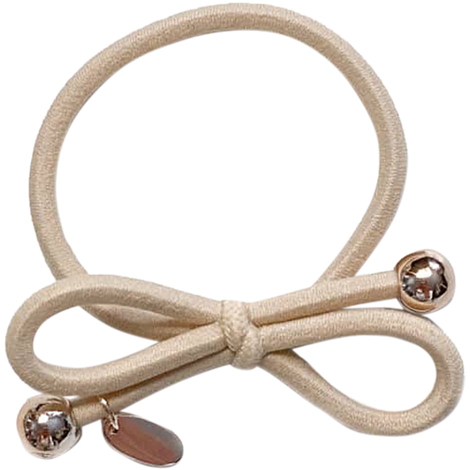 Ia Bon Hair Tie With Gold Bead Beige