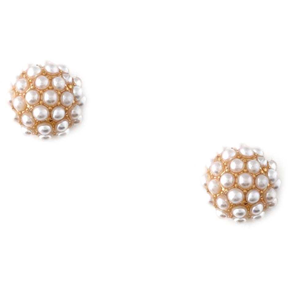Orelia Pearl Encrusted Domed Stud Earrings Pale Gold Accessories - Smykker - Øredobber