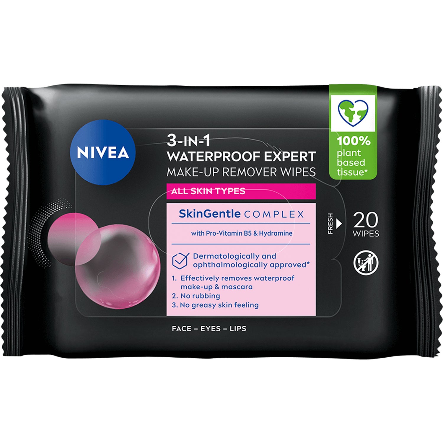 Nivea MicellAIR Expert Make-up Remover Waterproof Wipes 20 stk